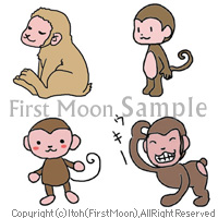 休日と簡単なお猿のイラスト First Moon Blog イラストや素材 猫や 犬 ピアス がま口 和雑貨 あぶらとり紙 日常の事まで色々blog